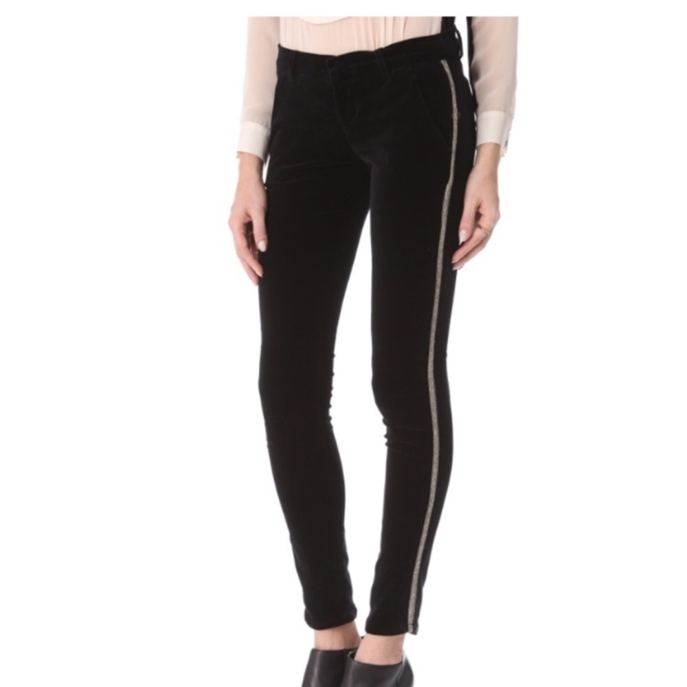 Current / Elliott crop black velvet w silver trim
